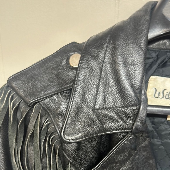 Vintage Wilson Black Leather Fringe Motorcycle Jacket - Picture 5 of 16